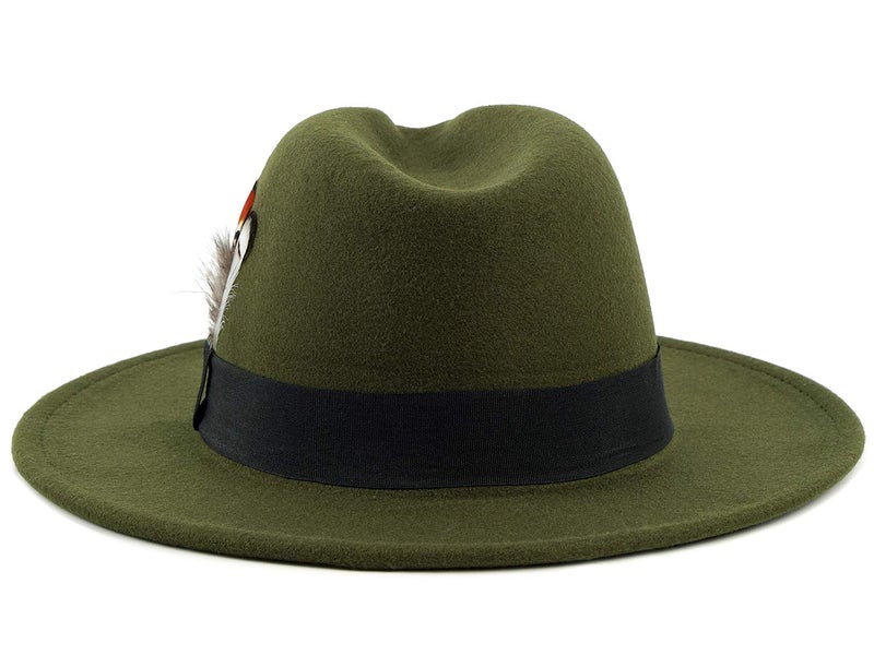 FADACHY Classic Fedora Hat for Men & Women Wide Brim Felt Hat Panama Dress Hat Olive Green Fedora - Image 5